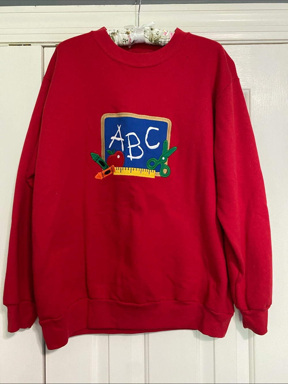 Kelly's Kids Red ABC Appliqué Crew Sweatshirt